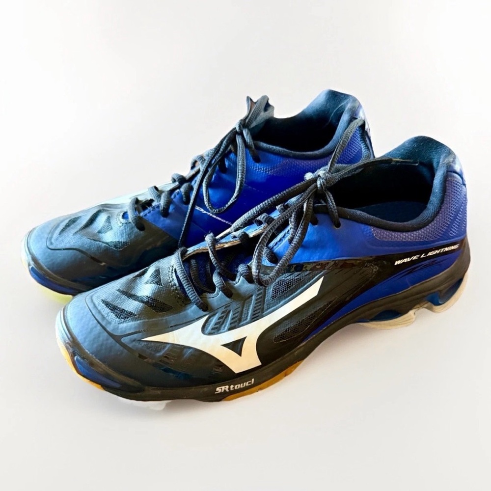 Mizuno Wave Lightning Z3 Volleyball Shoes White Black‎ Blue Indoor Size 8.5 Wide